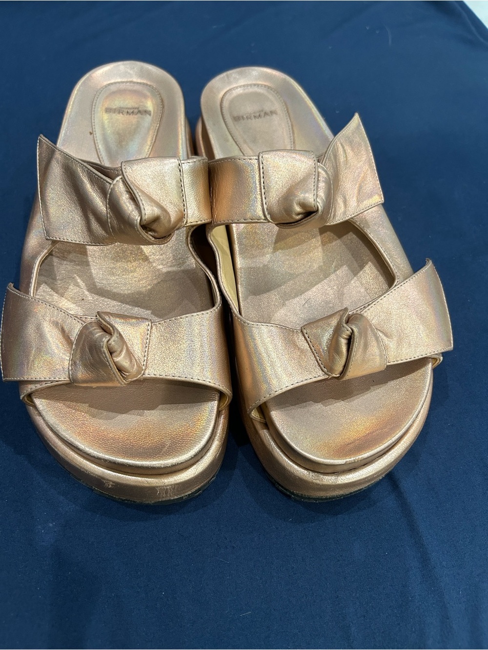 Alexandre Birman Clarita knotted platform wedge Rose Gold Sandals. Size 39/9